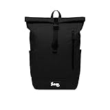 S/O Rolltop-Rucksack – wasserdicht, mit Laptopfach, 20 L Volumen, schwarz, modern, für Damen und Herren, ideal für Schule, Business, Universität, R