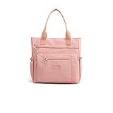 Wzdszuildnb Laptoptasche, Aktentaschen, A4 wasserdichte Nylon-Gewebe Breite Frauen Umhängetasche Damen Große Tuch Handtaschen Tragetaschen Für Frauen Schwarze Lässige Shopper-Tasche (Color : Pink)