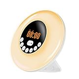 LED Wecker Wake Up Licht Nachttisch Sonnenaufgang Sonnenuntergang Simulation RGB Nachtlampe mit Bluetooth-kompatiblen Lautsprecher FM R