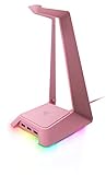 Razer Base Station Chroma Quartz - Headset Ständer mit USB Hub (3-fache USB Ladestation mit abnehmbarer Kopfhörer-Halterung, RGB Chroma Beleuchtung, Rutschfest) Rosa, Pink