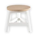 DRULINE Holzhocker Sitzhocker Beistellhocker Blumenhocker Schemel Abstellplatz zur Dekoration aus Holz im Shabby-Chic Stil | L x B x H 18 x 18 x 18.5 | Weiß N