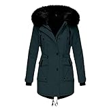 Mymyguoe Warm Jacke Winterjacke WintermäNtel Lang Damen ÜBergangsmantel Winter Frauen GefüTtert Kurz Sale Pelzmantel Pelzjacke Winterparka Fleecejacke Wintermantal Parka PlüS