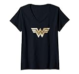 Damen Wonder Woman 1984 Golden Logo T-Shirt mit V