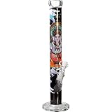 Black Leaf Ganesha Rising Zylinderbong | Schwarz/Bunt 45,5cm | Zylinder Bong 18,8/14,5 (NS 19/14) aus Borosilikatglas | Kräuter Glasbong mit Kickloch & stabilen Bongfuß | Ø 50