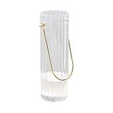 YZERTLH Vase Glasvase Einfaches modernes Wohnzimmer Schlafzimmer Desktop Goldgriff Tragbare Transparente Vase-Dekoration Vasen (Size : Large)