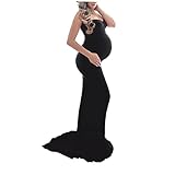 Tuimiyisou Mutterschaftskleid Dame Aus Schulter Photoshoot Kleidung Schwanger Röhre Tube Top Trailing Kleid Kleid Schwarz S