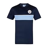 Manchester United offizielles Herren-Fußball-T-Shirt aus Polyester Gr. S, Navy Sky Strip