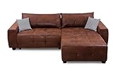 Collection AB Bellezza Polsterecke mit Bettfunktion und Bettkasten Ecksofa, Stoff, Braun, 162 x 242 x 87
