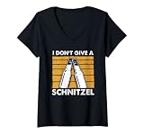 Damen I Don't Give a Schnitzel - Oktoberfest Bierliebhaber T-Shirt mit V