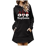 Damen Weihnachtskleid Weihnachten Sweatshirt Elch Druck Minikleid Rundhals Kleider Lange ÄRmel Kleider Swing Skaterkleid Frauen Weihnachtskleid Etuikleid Elegant Langarm Pulloverk