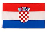 Aricona Kroatien Flagge - Kroatische Nationalflagge mit Messing-Ösen - 90 x 150 cm - Wetterfeste Fahnen für Fahnenmast - 100% Poly