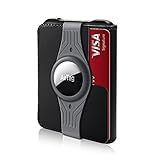 MURADIN schwarze Vordertasche für Herren, für Reisen, taktisch, bifold RFID-Blockierung, Aluminium, Metall, Leder, Geldkartenhalter, ideal für Herren, Black Atkit, M