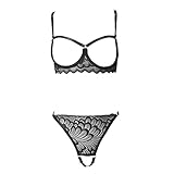 SumLeiter Damen Zweiteilige Unterwäsche Set Sexy Erotik Dessous Set Spitze Push Up BH Tanga Split Pyjamas Set Baby Dolls Negligees Versuchung Reizwäsche Sexy Nachtwäsche Lingerie Neglig