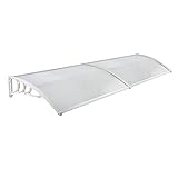 LZQ 200 x 100cm Vordach Türdach Pultbogenvordach Überdachung Polycarbonat Transparentes weiß Haustür Überdachung Haustürvordach Pultvordach - diverse Größen- diverse Farbe (200 x 100cm, Weiß)