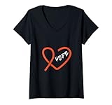 Damen Nieren Krebs Kampf Schleife T-Shirt mit V