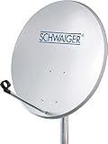 SCHWAIGER -715835- Satellitenschüssel | SAT Antenne mit LNB-Tragarm und Masthalterung | Sat-Schüssel aus Aluminium | Offset Antenne | 55 x 62 cm | hellg