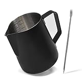 Joejis Schwarzes 600ml Barista Milchkännchen Edelstahl Milchkanne Edelstahl Espresso Aufschäumer Milchkännchen zum Aufschäumen Kaffeekännchen Edelstahl Milchkännchen Barista Zubehö