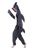 dressfan Tier Hai Kostüm Hai Jumpsuits Hai Pyjamas Cosplay Kostüm Weihnachten Halloween Schlafanzug für Unisex Erwachsene Jugendliche Kinder Grau M