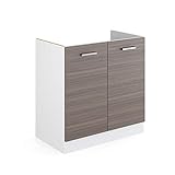 Vicco Küchenschrank R-Line Hängeschrank Unterschrank Küchenzeile Küchenunterschrank Arbeitsplatte, Möbel verfügbar in anthrazit und weiß (edelgrau ohne Arbeitsplatte, Spülenunterschrank 80 cm)