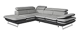 Mivano Ecksofa Prestige / L-Form-Sofa mit Ottomane / Kopfstützen und Armlehne verstellbar / 265 x 74 x 223 / Zweifarbiger Strukturstoff, grau/