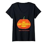 Damen Meine Schulden an der juristischen Fakultät jetzt Das ist beängstigend lustiges Halloween T-Shirt mit V