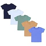 TupTam Baby Unisex Kurzarm T-Shirt Sterne Streifen 5er Set, Farbe: Mehrfarbig 5, Größe: 80