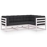 vidaXL Kiefernholz Massiv Gartenmöbel 4-TLG. mit Kissen Mittelsofa Ecksofa Sitzgruppe Lounge Sofa Garten Garnitur Gartensofa G