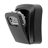 Buwico Schlüsseltresor, Outdoor-Schlüsseltresor mit 4-stelligem Passwort, Wand-Schlüsseltresor, wasserdichter Schlüsselkasten, zum Wechseln von Zimmerschlüsseln, Häusern, Garagen, Schulen (Schwarz)