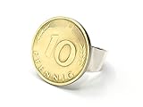 Miniblings 10 Pfennig echte Münze Ring BRD Deutsche Mark DM Groschen Geld Zahl - Handmade Modeschmuck I Fingerring mit Motiv I verstellbar one S