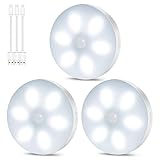 Nachtlicht mit Bewegungsmelder, LED Bewegungsmelder Licht, LED Schrankbeleuchtung mit Haftend, Treppenlicht LED für Flur, Küche & Schrank (Weiß 3PCS)