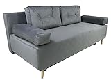 Modernes Sara Sofa mit Schlaffunktion und Bettkasten, Couch mit Bettfunktion (Grafit)