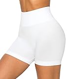 ALWAYS Damen Yoga-Shorts, 20,3 cm, hochwertig, weich, solide, Stretch, Laufhose, Volleyball - Weiß - Groß