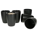 MamboCat Leopard Lampart 6er Kaffeebecher-Set Schwarz I Kaffeetassen 6er Set im modernen Ethno-Stil I Steingut-Tasse matt schwarz I Tea & Coffee Mug Set - Große Kaffee-Tassen ohne Henkel 6 Stück