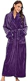 FFVWVGGPAA Schlafanzug Damen Saunamantel Coral Weicher Warmer Flauschiger Fleece-Morgenmantel für Damen Langer Schlaf-Lounging-Hausmantel Unisex-Bademantel, Paare F001018(C