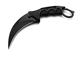 KS-11 19cm Black CS-GO Counter-Strike Honshu Karambit - Tiger-Tooth - Real Fighter - Full-Tang Freehand Messer - Jagd - Survival - Outdoor - Kampfmesser Messer schw