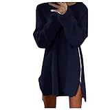 SumLeiter Damen winter pullikleid Warm Rundhals Pulloverkleid Lässiges locker Jumper Sweatshirt Kleid mode Sweater Kleid mit Reißverschluss Oversize Strickpullover einfarbig Strickkleider sweatk