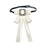 yywl Broche Frauen Bowtie Brosche Retro Ribbon Square Strass Große Bogen Halsbänder Blume Mode Dame Mädchen Hemd Kleid Schmuck Geschenk Broschen & Anstecknadeln (Color : White-Adjust)