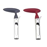 2Pcs Apfelkernausstecher Edelstahl Apfelentkerner Apfelentkerner mit Griff Edelstahl Obst Samen Entfernung Werkzeug Apple Corer Remover mit Scharfer Gezackter für äpfel und Birnen（Grau und Rot)