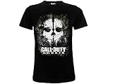 Call of Duty Offizielles T-Shirt von Ghost, schwarzes T-Shirt, kurzärmelig, Motiv: Skull, Unisex, für Erwachsene und Jungen, Lizenzprodukt., Schwarz M