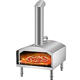 VEVOR BBQ Pizzaofen, 30 cm Pizza Größe Pizzaofen Outdoor 500x400x745 mm 430 Edelstahl Pizzaofen Garten, Pizzabackofen mit Griff, Cutter, Handschuhen, Sägemehlschaufel Holzbackofen Pizzaofen B