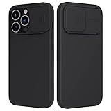 imluckies Kompatibel mit 6,1 Zoll iPhone 13 Pro Hülle mit Slide Camera Cover, Ultra Thin Liquid Silikon & Hard PC Villus Protective & Slim Fit mit Kamera Schutz Phone Cover - Schw