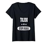 Damen Jahrgang Toledo, España T-Shirt mit V