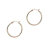 Chirurgenstahl Ohrringe Herren Damen Hochglanzpoliert Große Kreis Creolen für Jungen Mädchen, Roségold-20MM