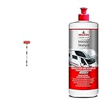 NIGRIN Teleskop Waschbürste | Autowaschbürste für Caravan, Auto, LKW, Bus, Van, Wohnmobil | Teleskopstiel von 105-180 cm ausziehbar & 20123 Caravan Intensiv-Shampoo Konzentrat 1 L