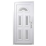 HORI® Haustür Paris I Kunststoff Haustüre mit Glaseinsatz I Weiß I Größe 1900 x 880 mm I DIN