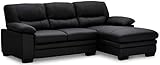 Ibbe Design L Form Ecksofa Schwarz Leder Couch Wohnzimmer Polstermöbel Sofa mit Rechts Chaiselongue Moby, 228x154x88x88