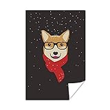 Poster - Childrens Illustration Hund im Winter - 80x120