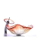Aufsatzwaschbecken Badezimmer Schiff Waschbecken Kristall Glas Gefäß Waschbecken Blumenart Künstlerische Schiff Waschbecken Waschzähler Zähler Top Installation Badezimmer Waschereien Waschbecken mit C