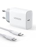 UGREEN 20W USB C Ladegerät mit MFi zertifiziertem Lightning Kabel PD USB C Netzteil USB C Ladestecker PPS kompatibel mit iPhone 13, 13 Pro, 13 Pro Max, 12 Pro, SE 2020, iPad Pro, AirPods usw.(weiß)