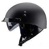 Motorrad Halbhelme Brain Cap Retro Motorrad Half Helm Halbschale Jet Roller Helm ECE/DOT Zertifizierung Scooter Helm Mofa Helm mit Built in Visier für Cruiser Biker (57~64CM)